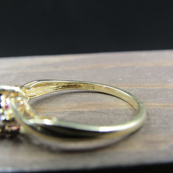 Size 7 10K Gold Heart Sapphire & Diamond Ring - Picture 6 of 9